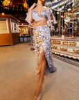 Silver Net Sequins Skirt Set - Ready to Ship