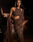 Vintage Wine Sequin Georgette Saree
