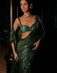 Emerald Green Sequin Georgette Saree