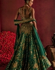 Teal Broad Belt Brocade Lehenga Set