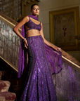 Purple Sequin Skirt Set