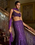 Purple Sequin Skirt Set