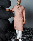 Peach Georgette Resham Embroidered Kurta Set - Ready to Ship