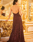 Wine Sequin Gown
