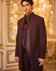 Wine Open Sherwani Set