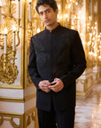 Black Embroidered Bandhgala Set