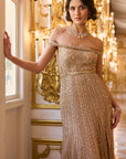 Off Shoulder Gold Gown