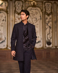 Navy Open Sherwani Set
