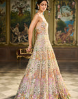 Nude Multi-Coloured Floral Gown