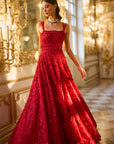 Red Three-Dimensional Gown