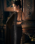 Black Crystal Georgette Saree 2