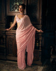 Pink Sequin Georgette Saree 2