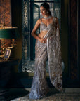 Steel Grey Sequin Saree