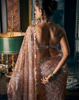 Coffee Brown sequin saree 4