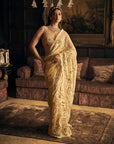 Cream Gold Mirror Work Saree 3
