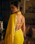 Yellow Mirror Work Stitched & Jacket Saree 4