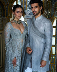 Silver Cut Work Jacket Sharara Set - Ready to Ship