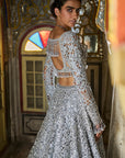 Silver Cut Work Lehenga Set