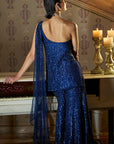 Navy Sequin Sharara Set Back