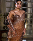 Caramel Sequin Saree - Ready to Ship