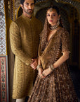 Antique Gold Tissue Sherwani Set