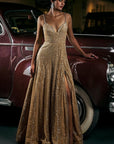 Caramel Sequin Gown