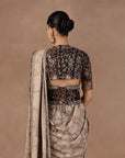 Taupe - Midnight Blue Saree Set