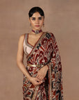 Taupe - Multihued Ikat Saree Set