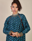 Teal Blue Chevron Kaftan