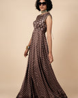 Umber Brown Printed Anarkali