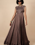 Umber Brown Printed Anarkali