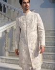 Cream Thread Work Sherwani Set