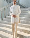 Nude Cut Work Sherwani Set