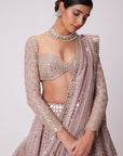 Ash Pink Sequin And Mirror Embroidered Lehenga Set