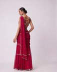 Crimson Red Multi-tier Sequin Embroidered Saree Set