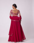 Crimson Red Lehenga Pant Set