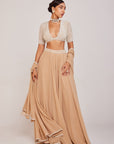 Beige Lehenga Pants Set