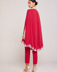 Crimson Red Asymmetrical Cape Set