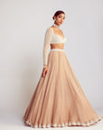 Beige Pearl Chandelier Drop Organza Lehenga Set