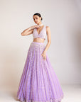Lilac V Neck Pearl Chandelier Lehenga Set