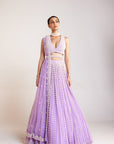 Lilac V Neck Pearl Chandelier Lehenga Set