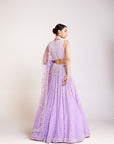 Lilac V Neck Pearl Chandelier Lehenga Set