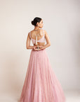 Powder Pink Dense Pearl Lehenga Set