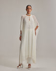 Off White Pearl Drop Kaftaan Set