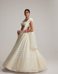Off White Mirror And Pearl Drop Bridal Lehenga Set