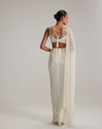 Pearl White Dense Drop Draped Skirt Set