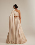 Light Beige Satin Lehenga Set