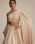 Light Beige Satin Lehenga Set