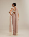 Ash Pink Pearl Scattered Draped Skirt Set