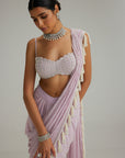 Lavender Draped Saree Set